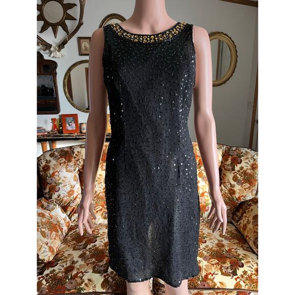 Mark & John by B2 Black Beaded Silk Cocktail Dress - Picture 1 of 9